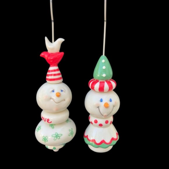 Dept. 56 Christmas Porcelain Snowman Ornaments Set of 2 - Picture 1 of 13